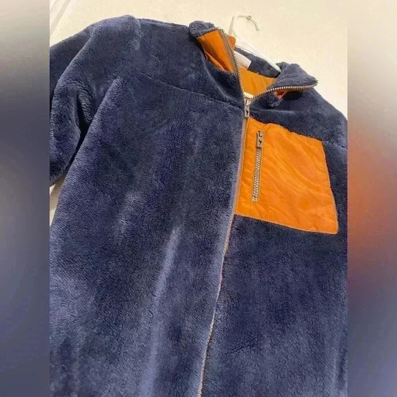 Tommy Bahama Blue and Orange Fleece Zip Up Mock Neck Jacket Boys Size 10 - Picture 4 of 10
